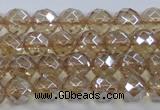 CNC518 15.5 inches 8mm faceted round dyed natural white crystal beads