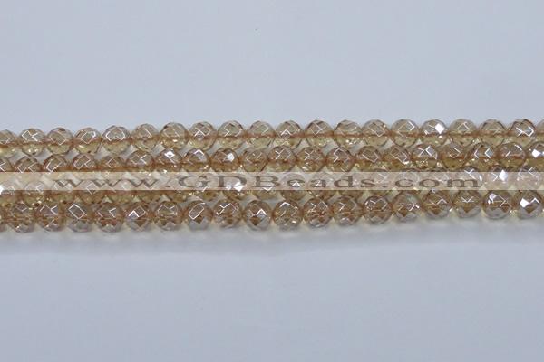 CNC520 15.5 inches 12mm faceted round dyed natural white crystal beads