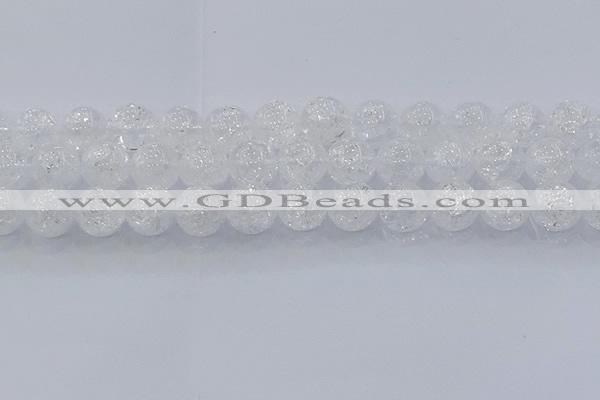 CNC555 15.5 inches 14mm round natural crackle white crystal beads