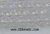 CNC561 15.5 inches 6mm round plated crackle white crystal beads