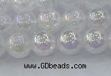 CNC562 15.5 inches 8mm round plated crackle white crystal beads