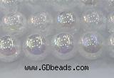 CNC563 15.5 inches 10mm round plated crackle white crystal beads