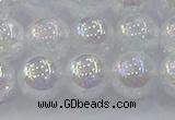 CNC564 15.5 inches 12mm round plated crackle white crystal beads