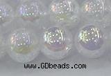 CNC566 15.5 inches 16mm round plated crackle white crystal beads