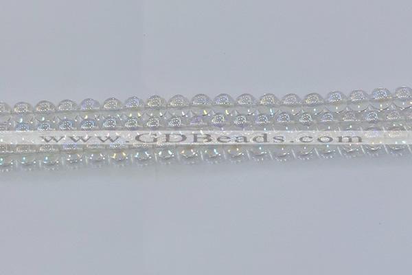 CNC571 15.5 inches 8mm round plated natural white crystal beads