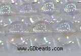 CNC574 15.5 inches 14mm round plated natural white crystal beads