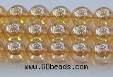 CNC576 15.5 inches 6mm round plated natural white crystal beads