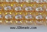 CNC577 15.5 inches 8mm round plated natural white crystal beads