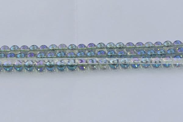 CNC583 15.5 inches 8mm round plated natural white crystal beads