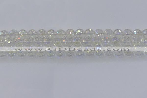 CNC603 15.5 inches 10mm faceted round plated natural white crystal beads