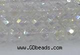 CNC607 15.5 inches 4mm faceted round plated natural white crystal beads