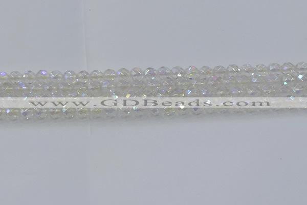 CNC607 15.5 inches 4mm faceted round plated natural white crystal beads