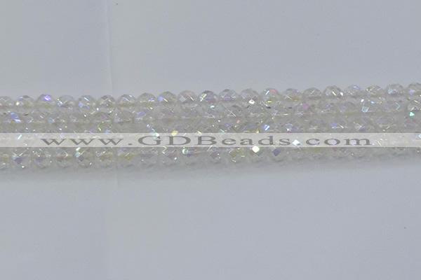 CNC609 15.5 inches 8mm faceted round plated natural white crystal beads