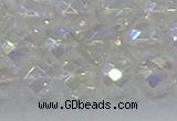 CNC611 15.5 inches 12mm faceted round plated natural white crystal beads