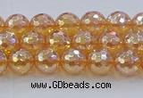 CNC614 15.5 inches 6mm faceted round plated natural white crystal beads