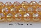 CNC615 15.5 inches 8mm faceted round plated natural white crystal beads