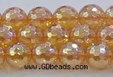 CNC616 15.5 inches 10mm faceted round plated natural white crystal beads