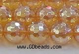 CNC618 15.5 inches 14mm faceted round plated natural white crystal beads