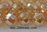 CNC624 15.5 inches 14mm faceted round plated natural white crystal beads