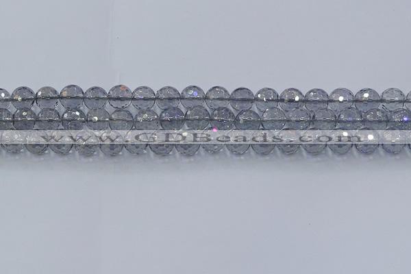 CNC640 15.5 inches 8mm faceted round plated natural white crystal beads