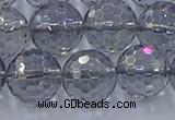 CNC643 15.5 inches 14mm faceted round plated natural white crystal beads