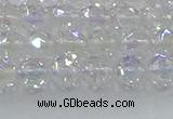 CNC645 15.5 inches 6mm faceted round plated natural white crystal beads