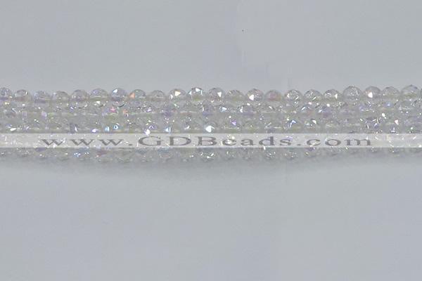 CNC645 15.5 inches 6mm faceted round plated natural white crystal beads