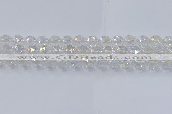 CNC648 15.5 inches 12mm faceted round plated natural white crystal beads