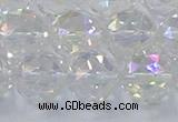 CNC649 15.5 inches 14mm faceted round plated natural white crystal beads