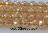 CNC651 15.5 inches 6mm faceted round plated natural white crystal beads