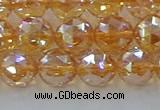 CNC653 15.5 inches 10mm faceted round plated natural white crystal beads