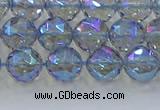 CNC658 15.5 inches 8mm faceted round plated natural white crystal beads