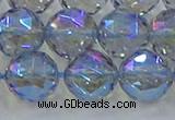 CNC661 15.5 inches 14mm faceted round plated natural white crystal beads