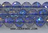 CNC664 15.5 inches 8mm faceted round plated natural white crystal beads