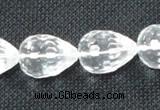 CNC74 8*12mm faceted teardrop grade A natural white crystal beads