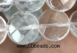 CNC746 15.5 inches 12mm faceted coin white crystal beads