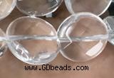 CNC747 15.5 inches 14mm faceted coin white crystal beads