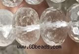 CNC801 15.5 inches 10*14mm faceted rondelle white crystal beads