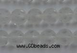 CNC82 15.5 inches 8mm carved round matte white crystal beads