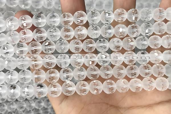 CNC851 15.5 inches 8mm faceted round white crystal beads