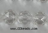 CNC90 15.5 inches 10mm faceted round natural white crystal beads