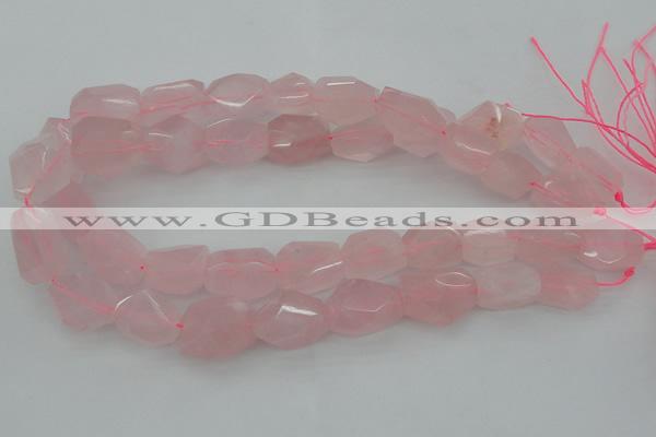 CNG1056 15.5 inches 12*16mm - 15*20mm faceted nuggets rose quartz beads