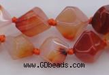 CNG1065 15.5 inches 12*16mm - 15*20mm faceted bicone red agate beads