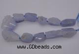 CNG1075 15.5 inches 20*30mm - 30*40mm nuggets blue chalcedony  beads