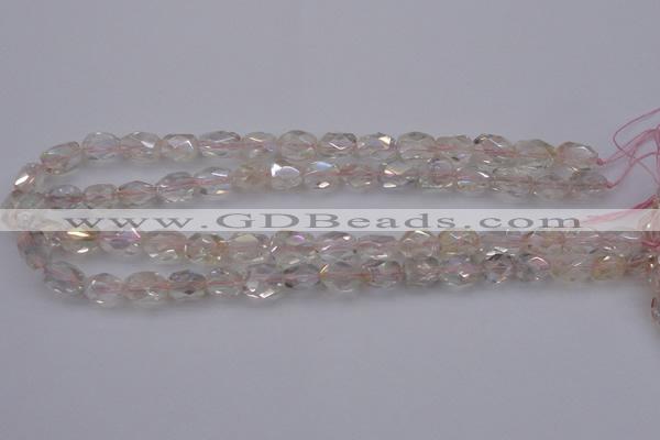 CNG1099 8*12mm - 10*14mm faceted nuggets AB-color white crystal beads