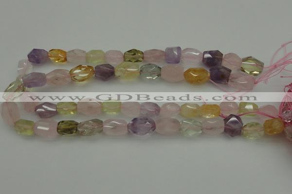 CNG1103 15.5 inches 12*16mm - 13*18mm faceted nuggets mixed quartz beads