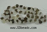 CNG1158 8*12mm - 13*18mm nuggets white crystal & smoky quartz beads