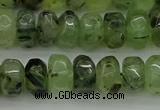 CNG1179 15.5 inches 6*14mm - 8*14mm nuggets green rutilated quartz beads