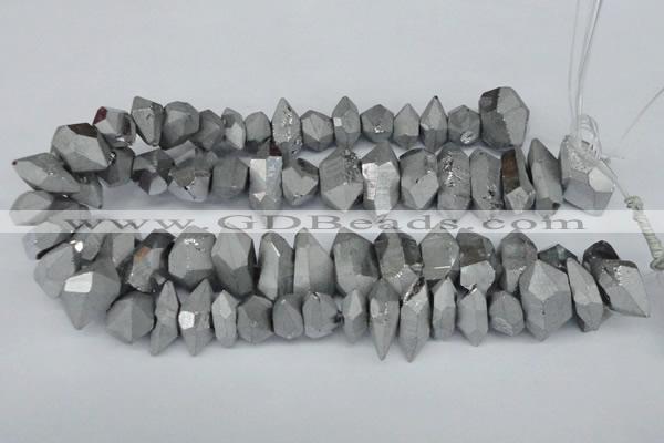 CNG1300 15.5 inches 10*20mm - 15*30mm faceted nuggets plated quartz beads