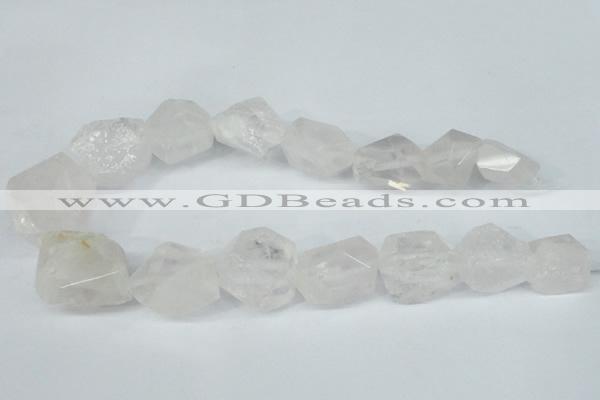 CNG1309 15*20mm – 25*30mm faceted nuggets rose quartz beads